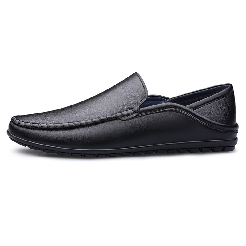 Men's Loafers Shoes Round Toe Leather Stitching Details Lightweight Flexible Flat Heel Fashion Prom Slip-on4