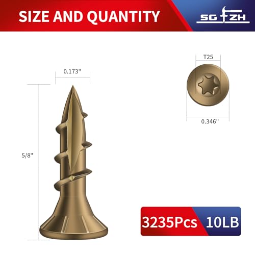 Image of #8 x 5 /8 inch Deck Screws (3235Pcs) 10lb. Carbon Steel, Yellow, Flat Head, Rust Resistant epoxy Coated, with T25 Star Bit
