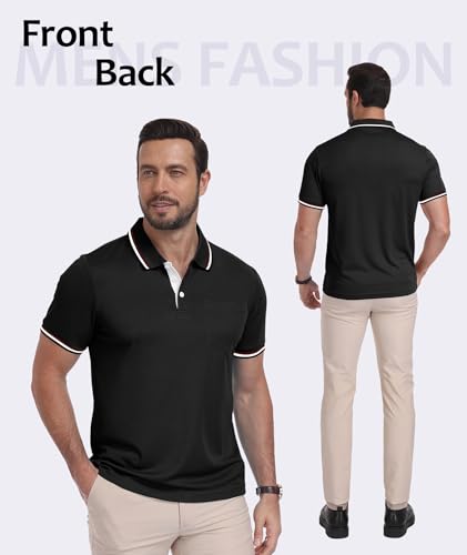 Image of ZITY Men Polo Shirts Short Sleeve with Pocket Golf Polo Wicking Shirts for Men Casual Collared T-Shirts