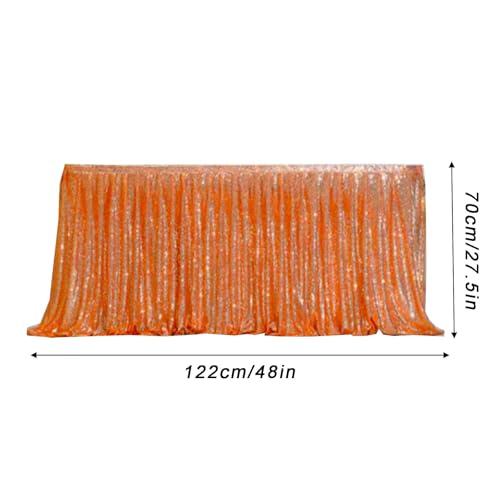 Orange Sequin Table Skirt, 27.5 x 108in – Glitter Rectangle/Round Table Skirt for Wedding, Birthday, Baby Shower, Dessert Table, Party & Event Decorations(Silver,122x70cm/27.5x48 in)2