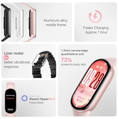 XIAOMI Mi Smart Band 10 (2025) - 1.72 AMOLED Display | 21 Days Battery Life | Touchscreen, Multi-Sport Tracker, Activity Tracker, Heart Rate Monitor | BT5.4 - Mystic Rose