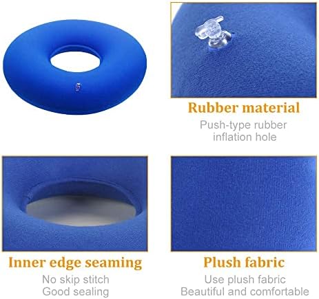 TUAKIMCE Hemorrhoid Donut Seat, Inflatable Ring Donut Cushion, Hemorrhoid donut Pillow, rubber ring to sit on for pressure relief Hemorrhoids, Post Natal, Surgery, Air Pump Included (Blue)