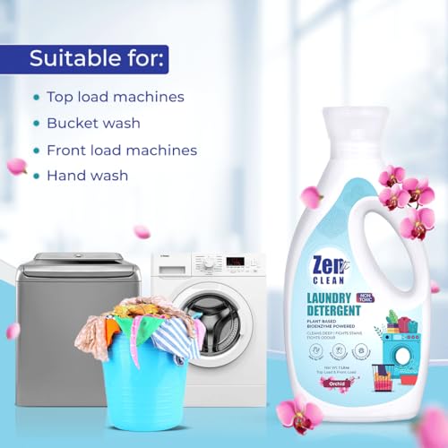 Image of Avni Wellness Zenticlean Natural Laundry Detergent | Orchid Fragrance | Plant-Based, Eco-Friendly & Herbal | Front Load & Top Load | Removes Stains & Odours | Protects Colour
