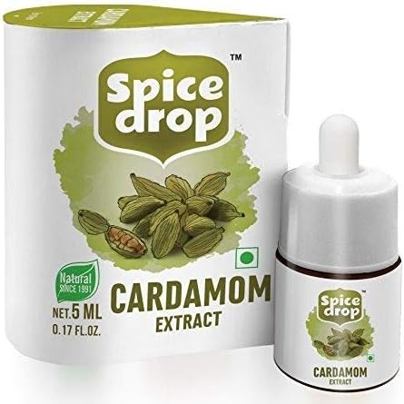Spice Drop Cardamom Extract - Up to 180 Drops Per Bottle | Tea, Coffee, Cooking, Baking, Dessert | Premium Quality & Rich Aroma | Pure Whole Green Cardamom Pod Extract | No Added Color or Preservative | Vegan (0.17oz, Pack of 1)