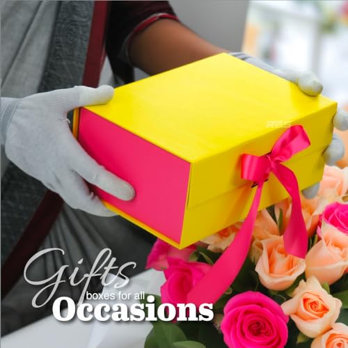 Image of RBS - Foldable Gift Box (23 X 16 X 10Cm) Decorative Gift Boxes for Packaging Empty Gift Packing Box Reusable Gift hamper Boxes for Gifting Multipurpose Gift Box for Birthday Gifting (Yellow Blush)