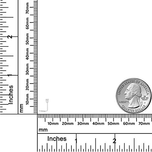 Avora 14K White Gold 0.025 Ct (1.8Mm) Genuine Diamond L-Shape Nose Ring Body Jewelry (22 Gauge) #TOP2