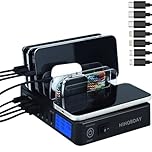 HIHOBDAY 9-in-1 Fast Charging Station PD20W QC3.0, QI Wirelss Charging Station for Multiple Devices with LCD Display Compatible for iPhone iPad Samsung Huawei Series and More (Black)