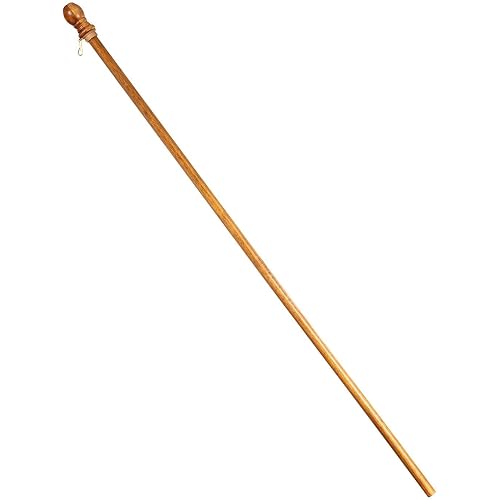 Evergreen Flag 56" Solid Wood Pole for 3x5 American Estate Flag with Pole Sleeve | Weatherproof Outdoor Single Flag Holder Tangle Free Clip | Residential or Commercial