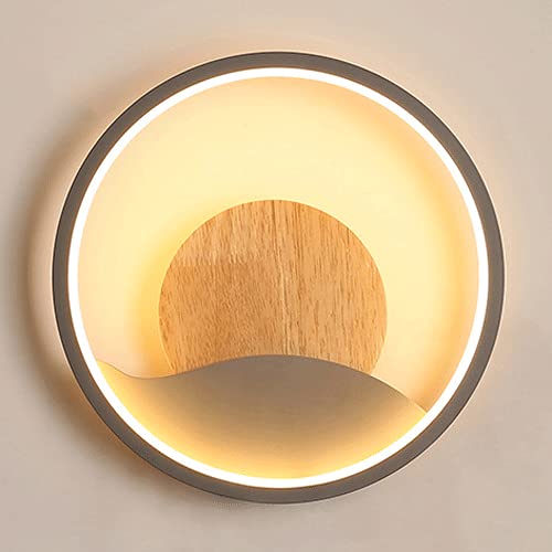Aplique de pared interior moderno y apliques LED redondos de madera
