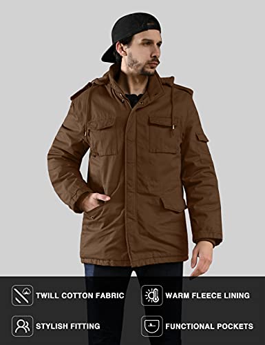 Image of WenVen Men's Winter Thickened Military Parka Jacket Warm Coat