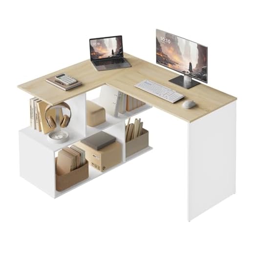 WOLTU Schreibtisch L Form, Eckschreibtisch mit Stauraum, 120x100cm, Bürotisch, Computertisch mit Ablagefächern, PC Tisch, Winkelschreibtisch, Arbeitstisch für Büro Arbeitszimmer, Weiß+Helle Eiche