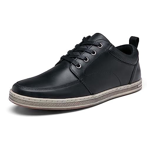 Jousen Men's Leather Fashion Sneakers Retro Dress Business Casual Shoes for Men 10.5 Amy5122-black