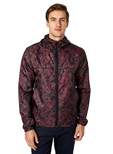 Sunrise Kingdom Men’s Lightweight Windbreaker Winter Jacket Water Resistant Shell (Large, Burgundy Floral)
