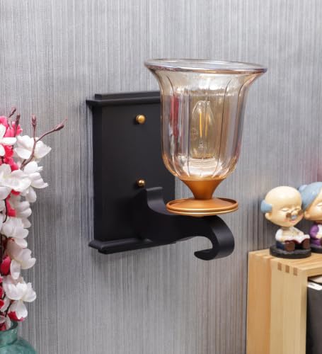 Image of ELIANTE by Jainsons Lights | Wooden Wood- Metal Wall Light -S- - Included Bulb | Multi Metal Wall Light | for Living Room, Bedroom, Hallway | E27 Holder | 3 Year Warranty