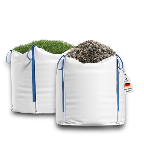 Jarlus Big Bag Premium Säcke für Bauschutt Gartenabfälle Holz Sand Erde Grünschnitt Weihnachtsgirlande 90x90x90cm 1.000kg mit 4 Hebeschlaufen für Transport (1 Stück (1er))