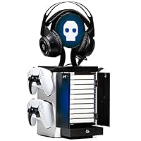 Numskull Armadietto da Gaming Ispirato a PS5 – Organizer Compatto e Resistente per 10 Giochi/DVD, 4 Controller, Cuffie e Accessori – Merchandising Ufficiale