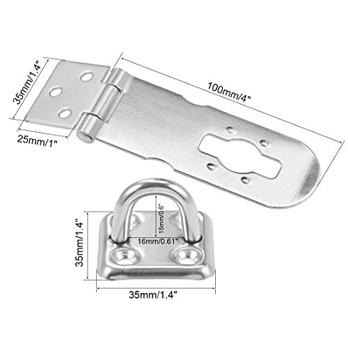 Image of uxcell Padlock Hasp Door Clasp Hasp Latch Security Safety Bolt Lock Latches 4-inch Stainless Steel