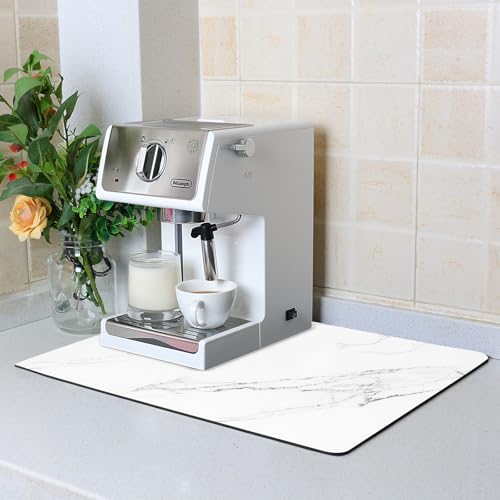 ZLR Countertop Coffee Mat for Espresso Machine, 12"x20", Marble White