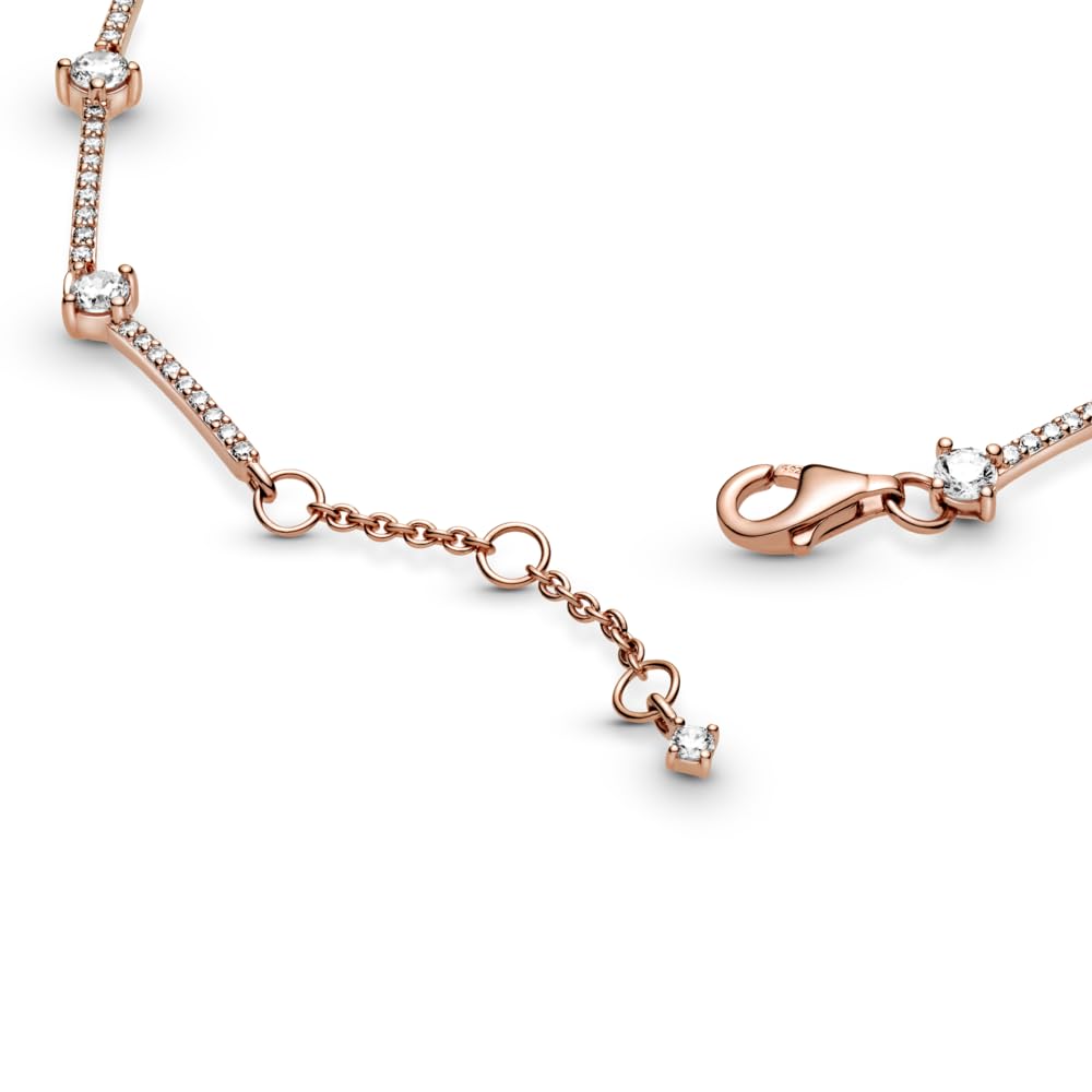 PANDORA Timeless - Bracciale barre luminose pavè, placcato in oro rosa 14k, con pietre di zirconia cubica incolori