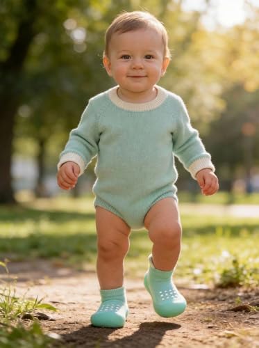 Image of Hstyle Baby Sock Shoes Toddler Boys Walking Shoes Infant Slippers Sneakers | Non-Slip,Soft Rubber Sole,Lightweight,1st Birthday Gifts for Baby Boys Girls