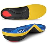 WalkHero Heavy Duty Pain Relief Insoles, 220+lbs High Arch Support Orthotics Inserts for Plantar Fasciitis, Flat Feet, Pronation and Heel Pain (Mens 8-8.5 | Womens 10-10.5, Glacial Blue)