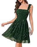 Wedtrend Women's Sequin Dresses 80s Prom Short Mini Sexy Bodycon Dresses Sparkle Dress School Dance Sparkly Homecoming Dress for Teens WTS6017DarkGreenL