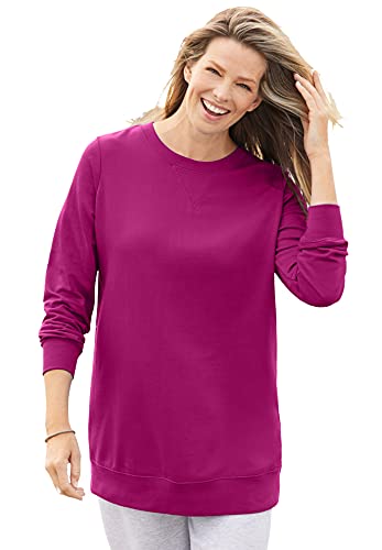 Image of Woman Within Plus Size Fleece Sweatshirt - L, Raspberry
