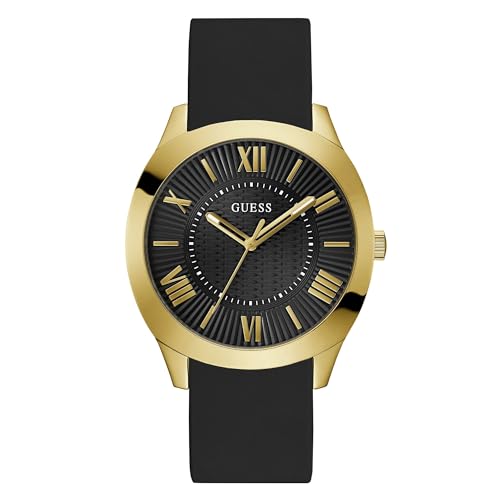 GUESS Analog Black Dial Men's Silicone Black Band Watch-Gw0728G2