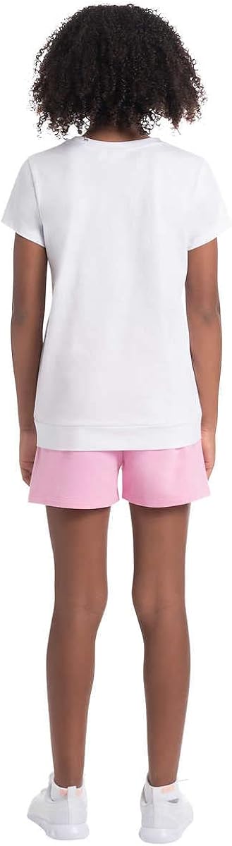 PUMA Youth Girl's 4 Piece Outfit Set, 2 Shirts, 2 Shorts (Light Pink/White, XX-Small(3/4)): Clothing, Shoes & Jewelry