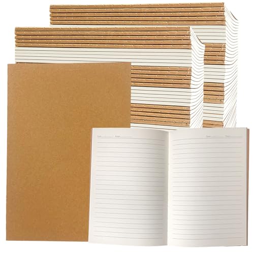 ToiULik 120 Pack Kraft Paper Notebook Journals A5 Journal Softcover