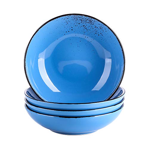 Suppenteller, Navia 4 teilig Tiefteller bunt aus Steingut, Ø 22 cm, Geschirr Tellerset Suppenschalen