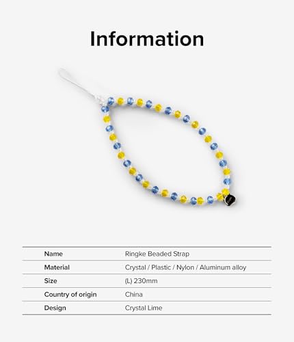 Image of Ringke Beaded Strap Compatible for Cell Phone Case, Cute Aesthetic Stone Beads Charm Keychain Wrist Hand Bracelet Strap for Phone Cover Decoration Accessories for Women, Girls