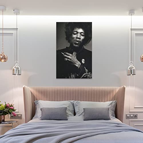 Flowerwine Jimi Singer Hendrix Poster Canvas Wall Art Room Decor Picture For Bedroom Office Bar And Dormitory 12X18Inch(30X45Cm) #TOP7
