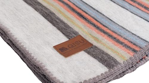 Image of QISU Alpaca Wool Blanket Throw | Large, Beautiful, Warm, Variegated | 85 x 65 inches | Ultra-Soft, Hypoallergenic and Breathable | Non-Itchy or Scratchy Fabric (Relaxing Tans)