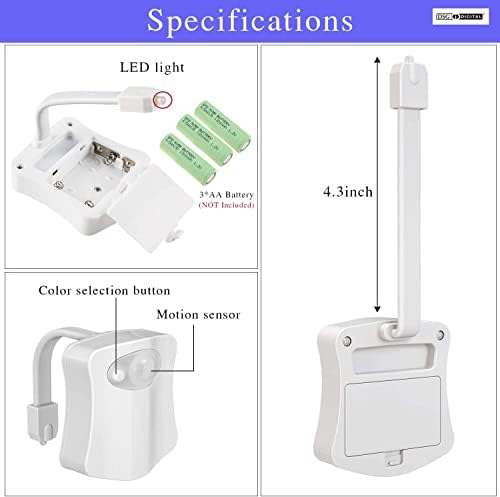 Toilet Night Light- Motion Detection Sensor Activated LED Light-8 Colours Changing Toilet Bowl Illuminate Nightlight for Bathroom-Decorating Combination with Faucet