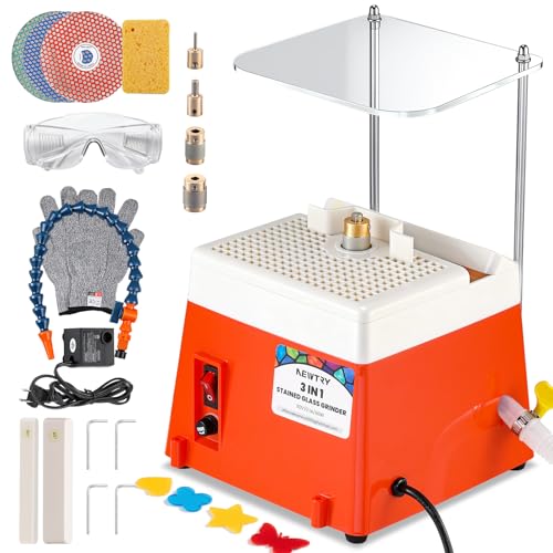 NEWTRY 3-in-1 Stained Glass Grinder, Portable Mini Grinder...
