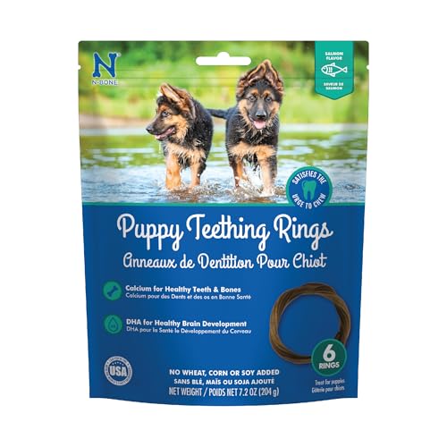 N-Bone Puppy Teething Rings Salmon Flavor Dog Treat, 6 Count Bag, 7.2-oz