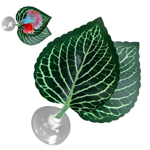 Betta Fish Leaf Hammock-快適な水族館休憩エリア|呼吸繁殖ハンモック|魚の健康のための自然の生息地シミュレーター|水槽の葉のプラットフォーム|簡単な水族館設置アクセサリー