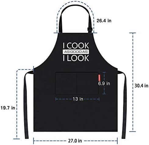APRONPANDA Cotton Aprons for Women Men, Funny Kitchen Cooking Aprons with 2 Pockets - Christmas Gifts for Dad Mom Wife Husband Girlfriend and Boyfriend