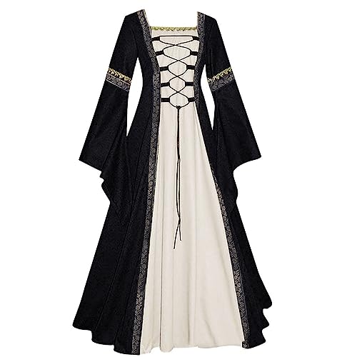 Robe de mascarade pour femme style vintage de cour avec manches trompette