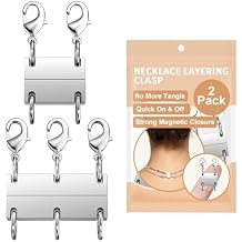 Necklace Layering Clasp - Silver Plated Multiple Necklace Clasp Set, Magnetic Chain Separator & Extender for Women, Double & Triple Closure for Layering 2 PCS/Silver