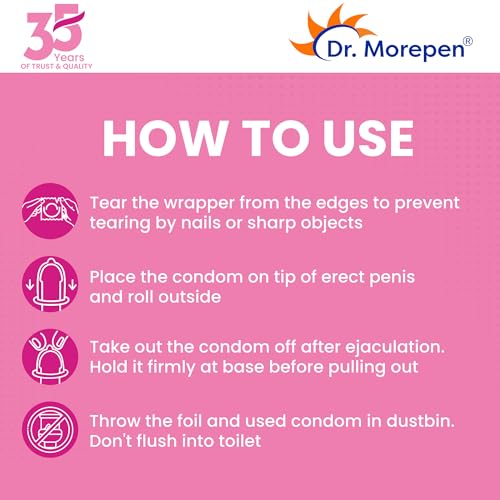 Image of Dr. Morepen Exygra Condoms- Ultra-thin, Lubricated, Extra Dotted, Bubblegum Flavour 30 count