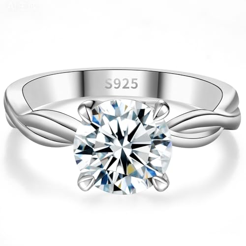 FreeKitee Solitaire Moissanite Engagement Ring for Women, 2CT D Color VVS1, 925 Sterling Silver with 18K White Gold Plated, Moissanite Wedding Ring, Anniversary Promise Ring with Gift Box, Size 4.5-9 by FreeKitee - Used condition - US$29.61