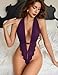 Avidlove Women One Piece Lingerie Sexy Deep V Neck Teddy Lace Bodysuit Babydoll Purple XX-Large