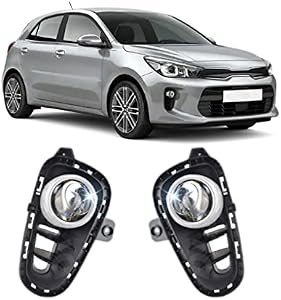 CONCEPT Fog Lights for 2018-2020 Kia Rio Fog Lights Lamps with Chrome and Assembly Set L&R Side (With Halogen Bulbs)