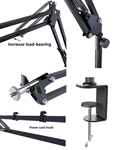 Cacencan Overhead Camera Mount, 5Lb Horizontal Load-Bearing, 360° Adjustable Camera Stand For Desk, Flexible Camera Arm Desk Mount, With Phone Clamp, Tabletop Mount For Dslr Camera/Webcam/Microphone #TOP7
