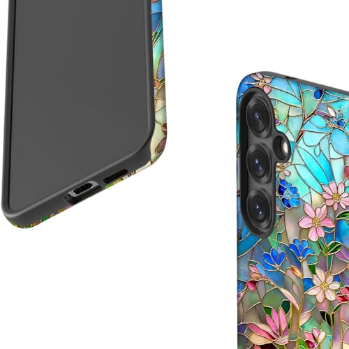 for Samsung Galaxy S23 - Dual-Layer Hard Shell + Silicone Cover - Shockproof Protective Phone Case for Women Girls- Stained Glass Bloom Flower by Generic - Used condition - Image 5