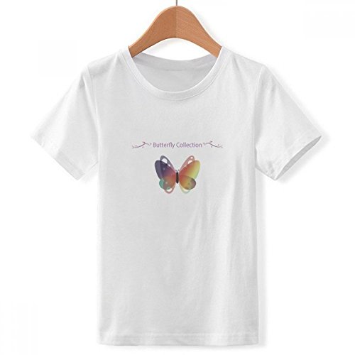 T-shirt blanc motif papillon pourpre multicolore ras du cou garçon