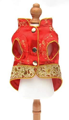 Lovelonglong 2019 Dog Costumes Cheongsam Qipao Dresses For Small Dogs Pet Tang Dynasty Costume For Pomeranian Papillon S Red #TOP4