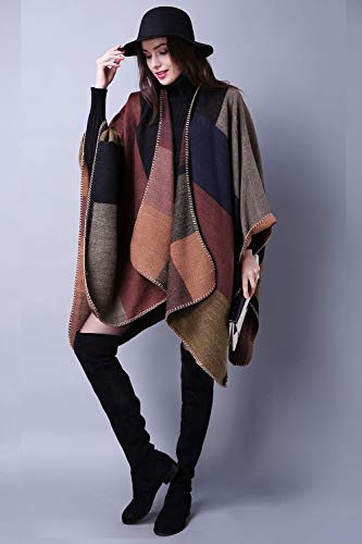Kirgiabo Women's Poncho Sweater Shawl Wraps Cape For Fall Winter,Khaki #TOP5